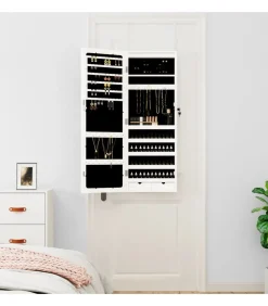 Best Sieradenkast met spiegel en LED wandgemonteerd wit Spiegels