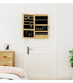 vidaXL Sieradenkast met spiegel en LED wandgemonteerd