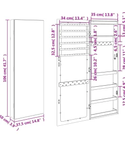 Clearance Sieradenkast met spiegel en LED wandgemonteerd Spiegels