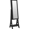 vidaXL Sieradenkast met spiegel en LED-verlichting vrijstaand zwart