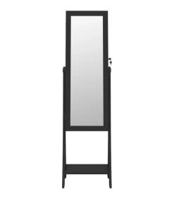 vidaXL Sieradenkast met spiegel en LED-verlichting vrijstaand zwart
