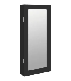 vidaXL Sieradenkast met spiegel wandgemonteerd 30x8,5x67 cm zwart