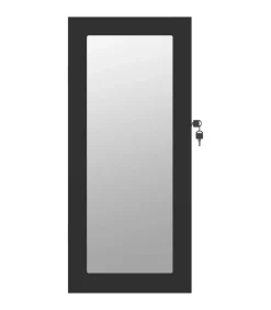 vidaXL Sieradenkast met spiegel wandgemonteerd 30x8,5x67 cm zwart