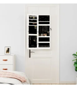 vidaXL Sieradenkast met spiegel en LED wandgemonteerd wit