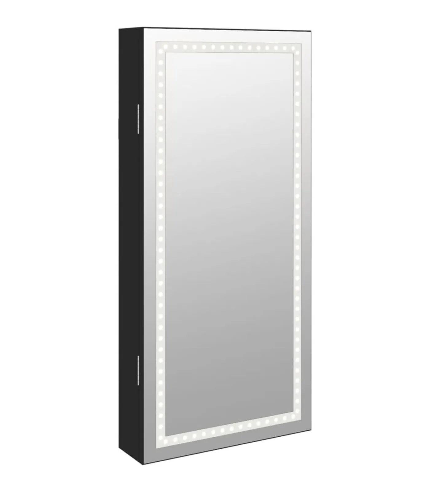 vidaXL Sieradenkast met spiegel en LED wandgemonteerd zwart