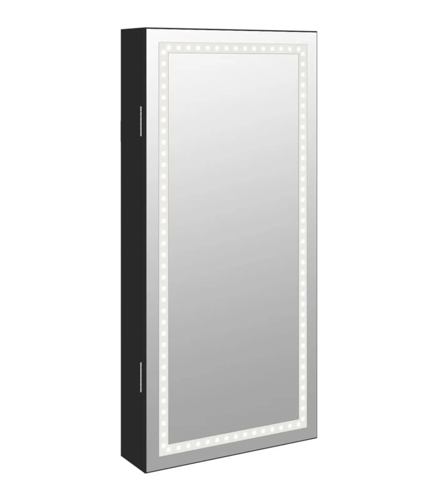 vidaXL Sieradenkast met spiegel en LED wandgemonteerd zwart