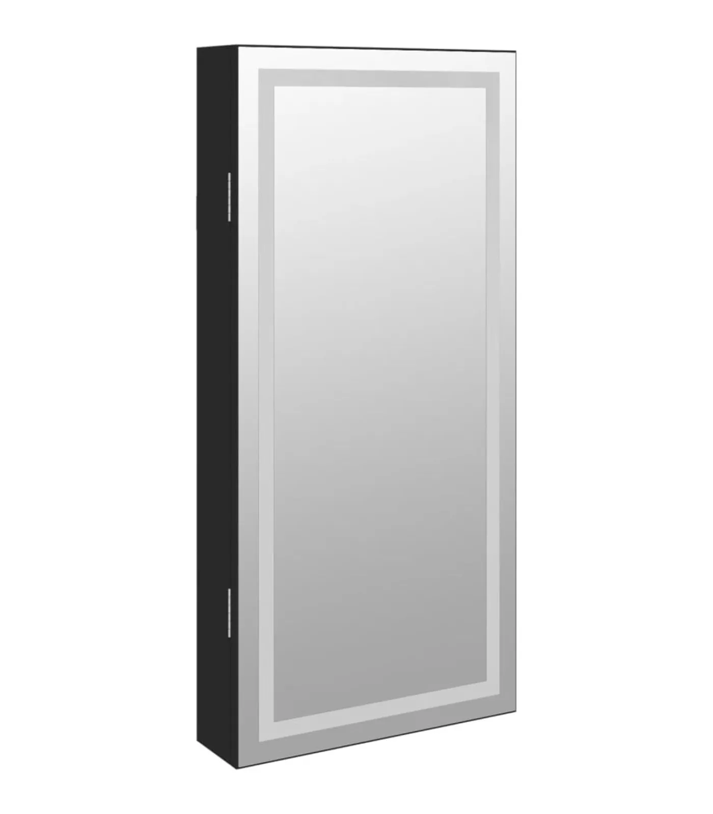 vidaXL Sieradenkast met spiegel en LED wandgemonteerd zwart