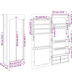 Sale Sieradenkast met spiegel wandgemonteerd 37,5x10x90 cm Spiegels