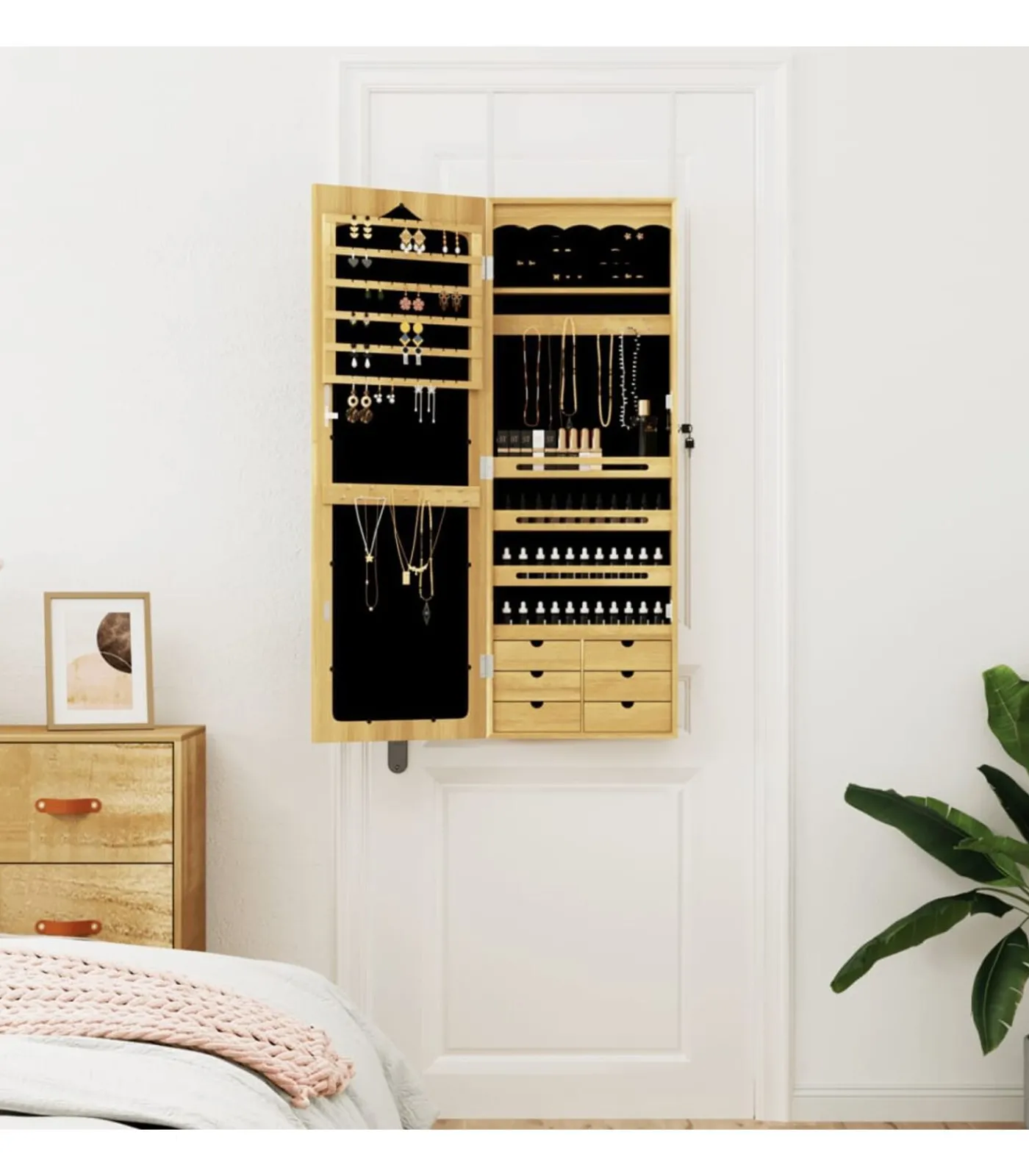 Clearance Sieradenkast met spiegel wandgemonteerd 37,5x10x106 cm Spiegels