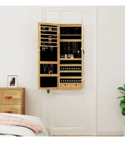 vidaXL Sieradenkast met spiegel en LED wandgemonteerd