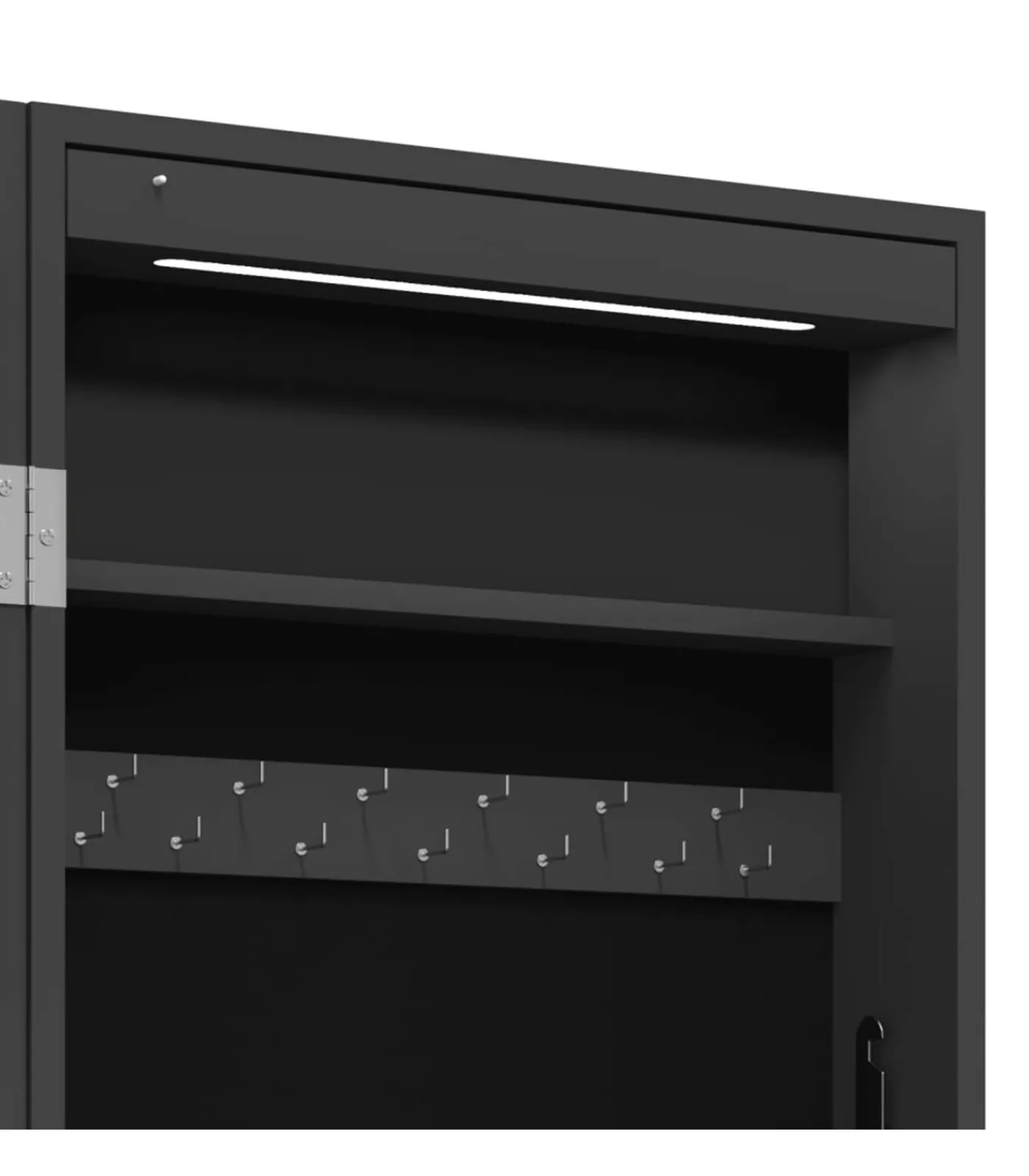 Clearance Sieradenkast met spiegel en LED wandgemonteerd zwart Spiegels