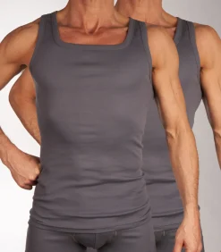 Sale singlet 2 pack 1-1 rib box grey Heren Tops & Shirts