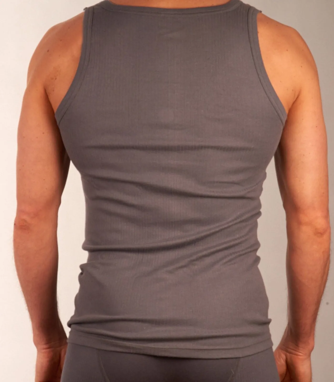 New singlet 2 pack new basic cotton 4-1 rib grey Heren Tops & Shirts