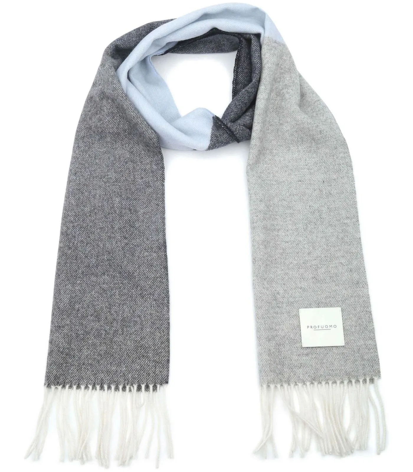 Heren PROFUOMO Sjaal Lamswol Grijs Blauw