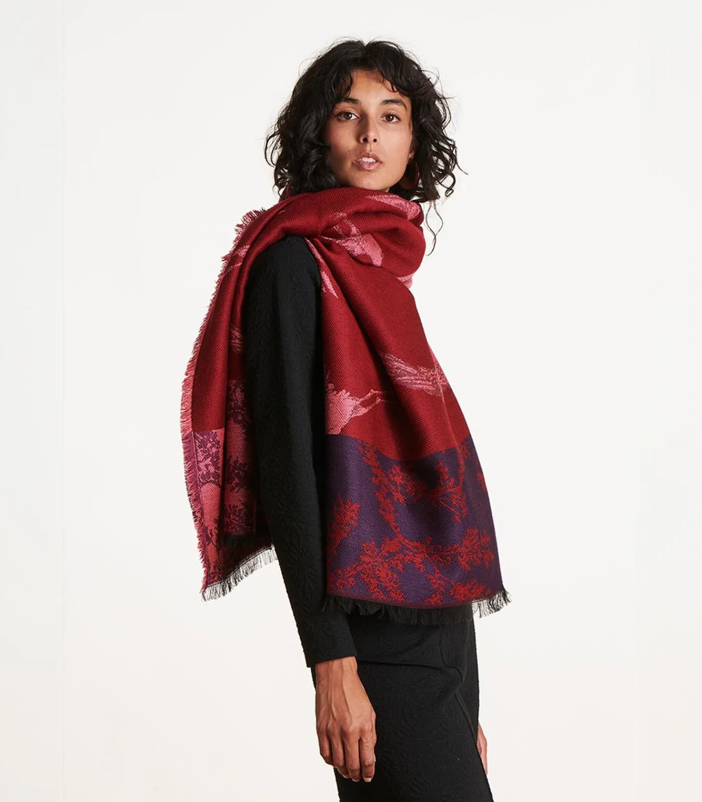 DAMES La Fée Maraboutée Sjaal van jacquard met rode vogel