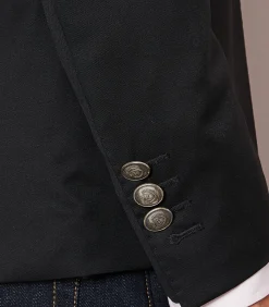 Clearance Slanke fit zwart 100% wollen blazer Heren Kostuums & Blazers