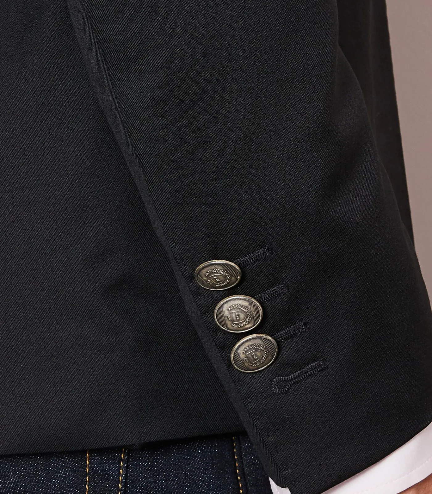 Clearance Slanke fit zwart 100% wollen blazer Heren Kostuums & Blazers