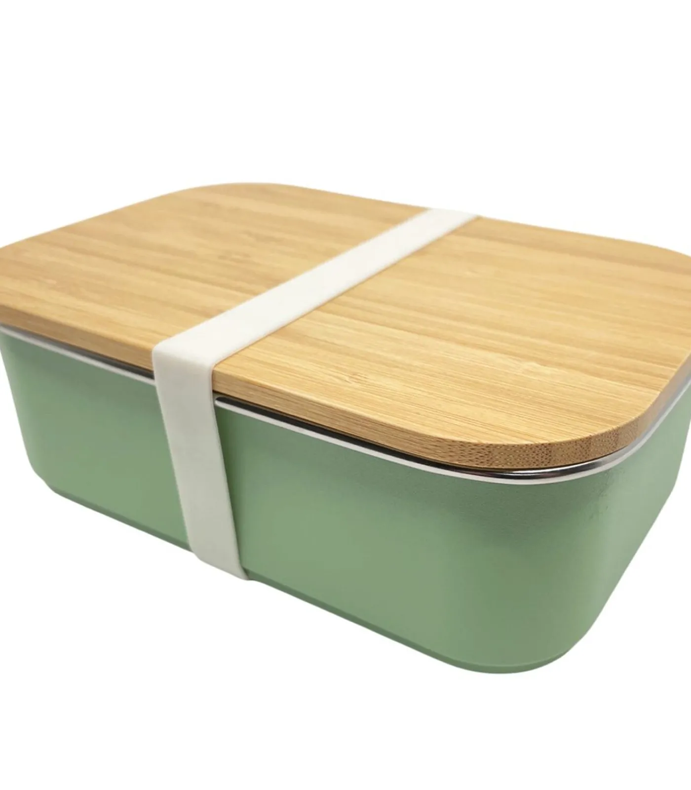 Best lunchbox RVS met bamboe deksel groen 900ml - duurzame broodtrommel Reisaccessoires