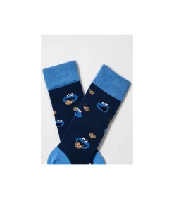 Heren Shirts & co sokken Sesamstraat Cookie Monster blauw