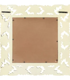 Spiegel handgesneden 50x50 cm massief mangohout wit Spiegels