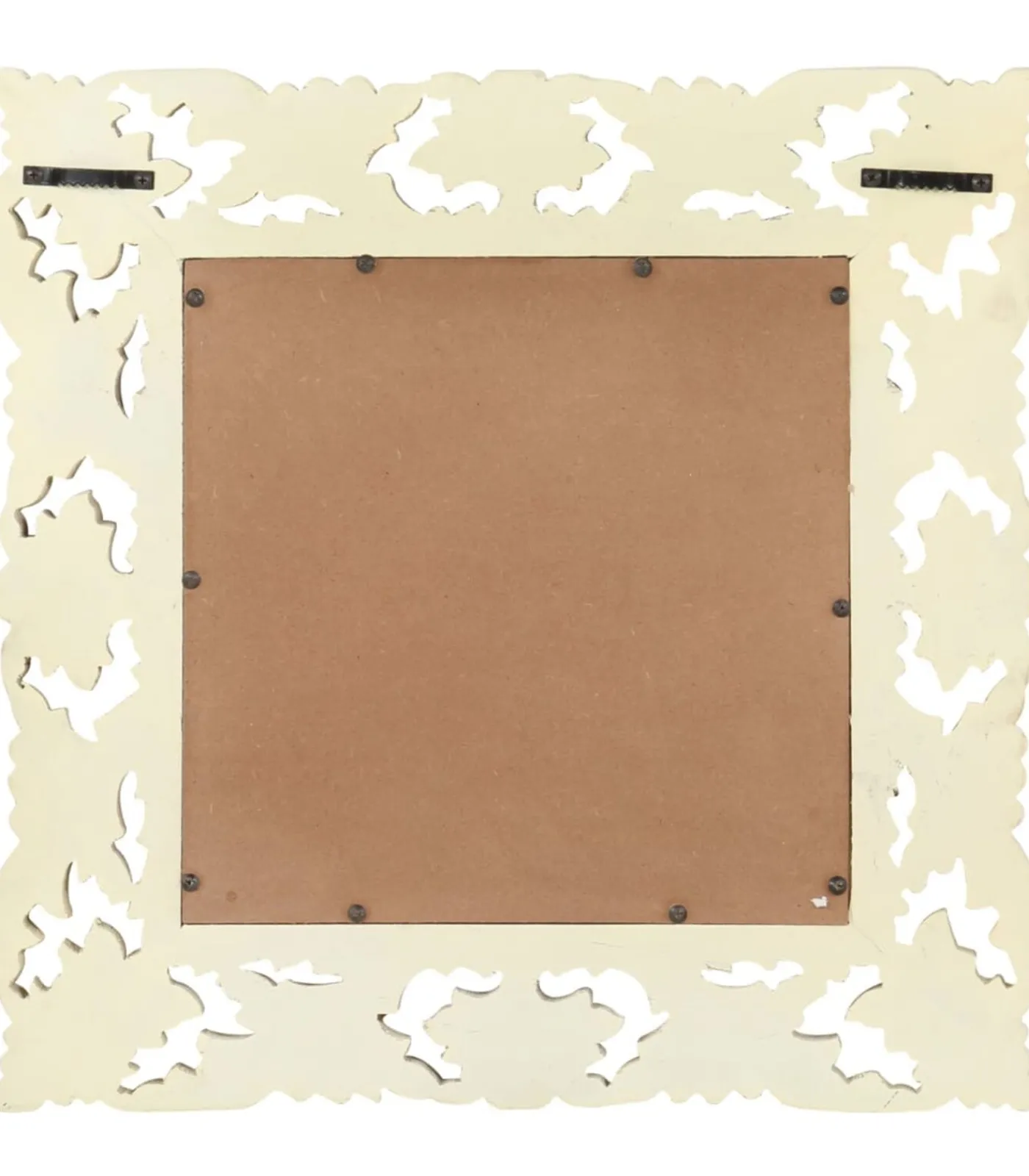 Spiegel handgesneden 50x50 cm massief mangohout wit Spiegels