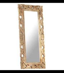 vidaXL Spiegel handgesneden 110x50 cm massief mangohout bruin