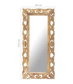 vidaXL Spiegel handgesneden 110x50 cm massief mangohout bruin