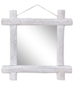 vidaXL Spiegel houtblokken 70x70 cm massief gerecycled hout