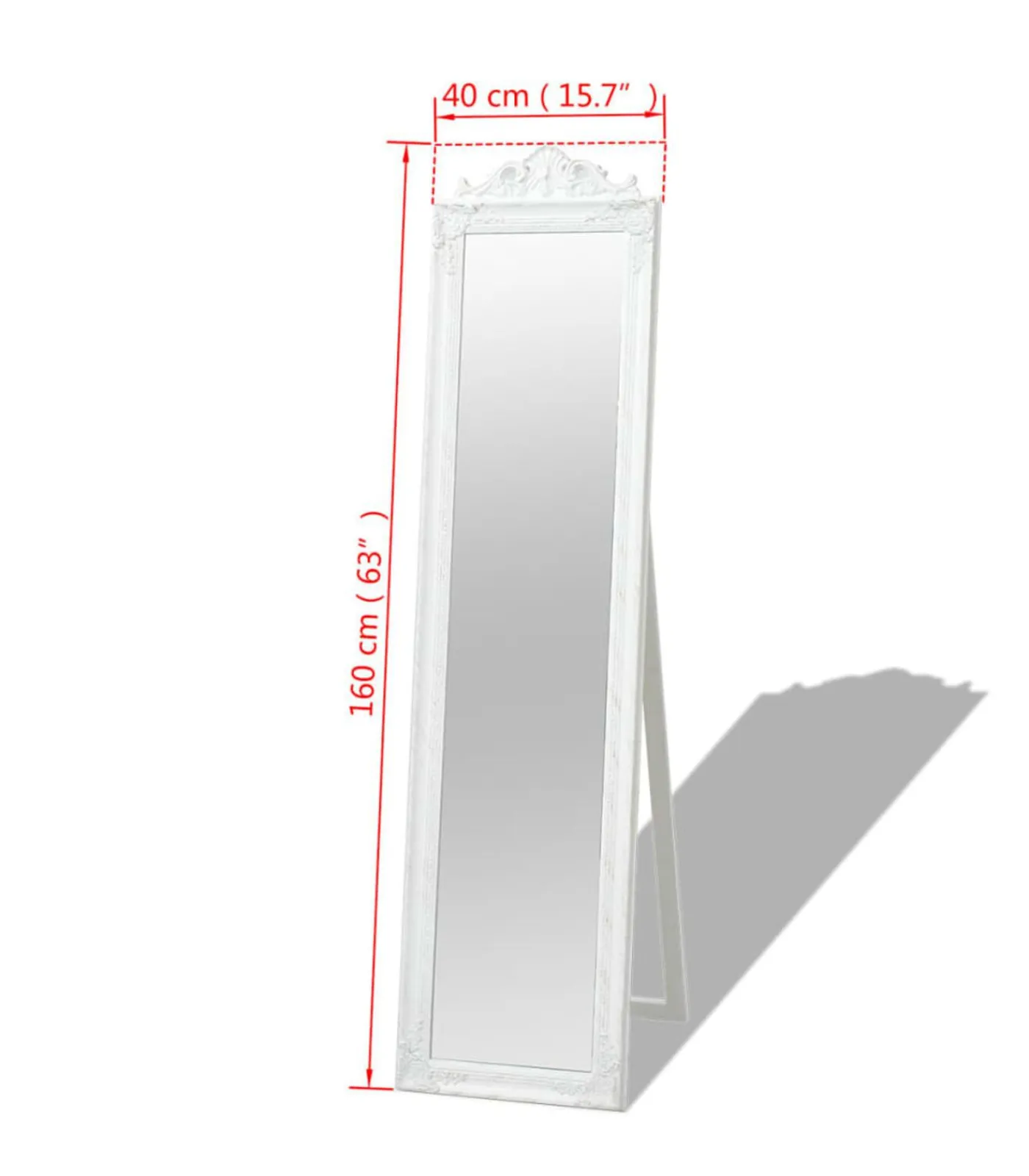 vidaXL Spiegel vrijstaand barok stijl 160x40 cm wit