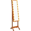 vidaXL Spiegel vrijstaand met LED's 34x37x146 cm