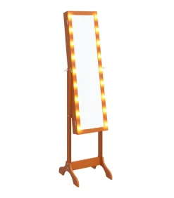 vidaXL Spiegel vrijstaand met LED's 34x37x146 cm