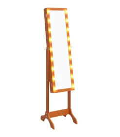 vidaXL Spiegel vrijstaand met LED's 34x37x146 cm