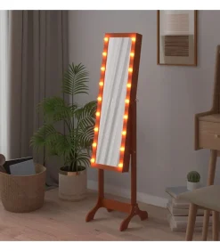 vidaXL Spiegel vrijstaand met LED's 34x37x146 cm
