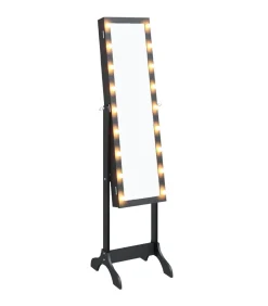 vidaXL Spiegel vrijstaand met LED's 34x37x146 cm zwart