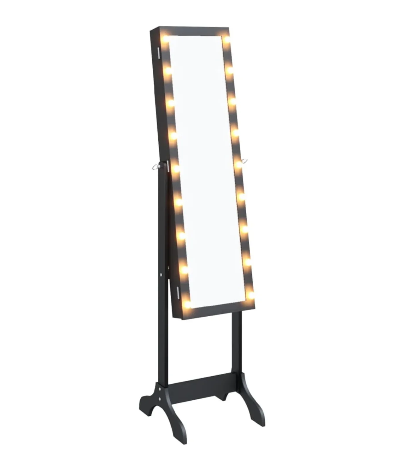 vidaXL Spiegel vrijstaand met LED's 34x37x146 cm zwart