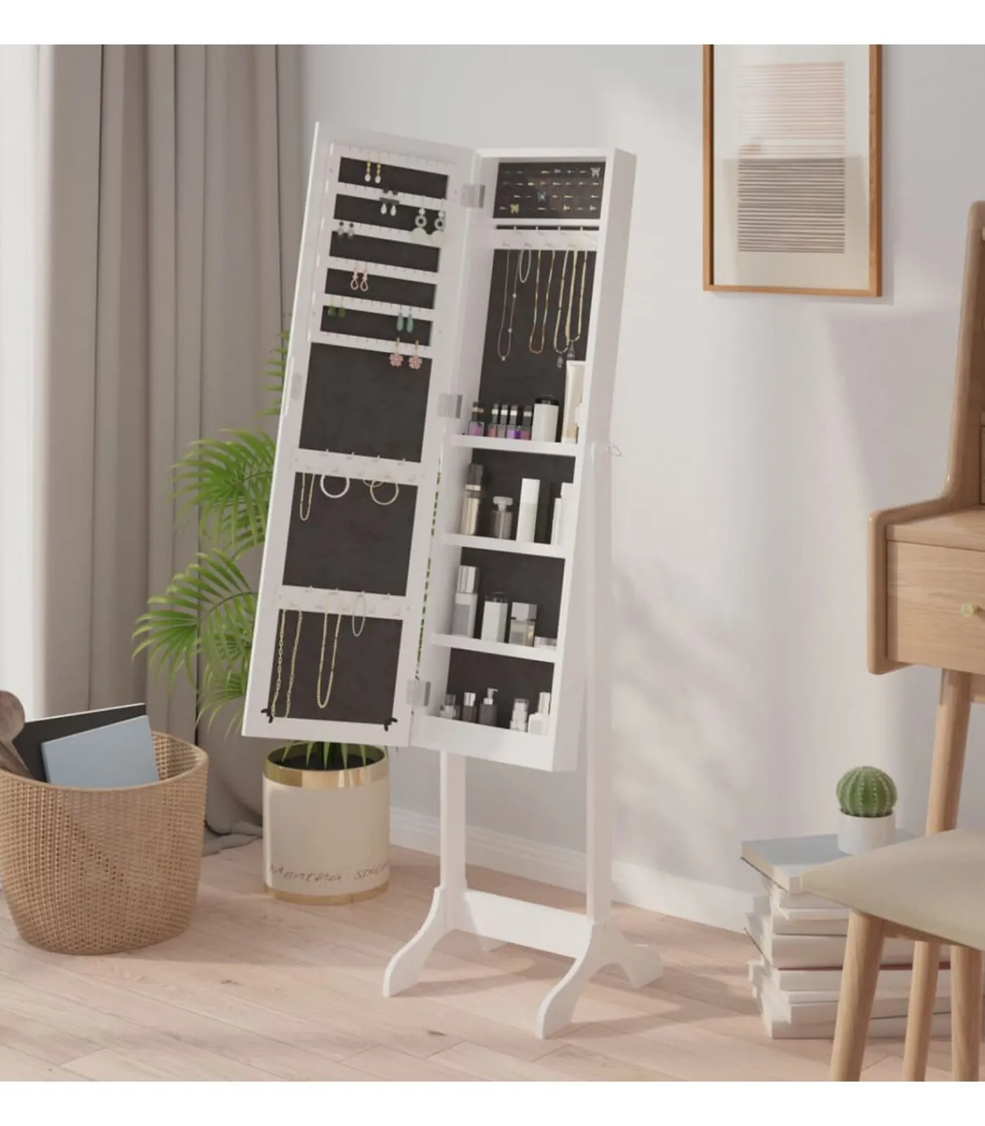 Clearance Spiegel vrijstaand 34x37x146 cm wit Spiegels