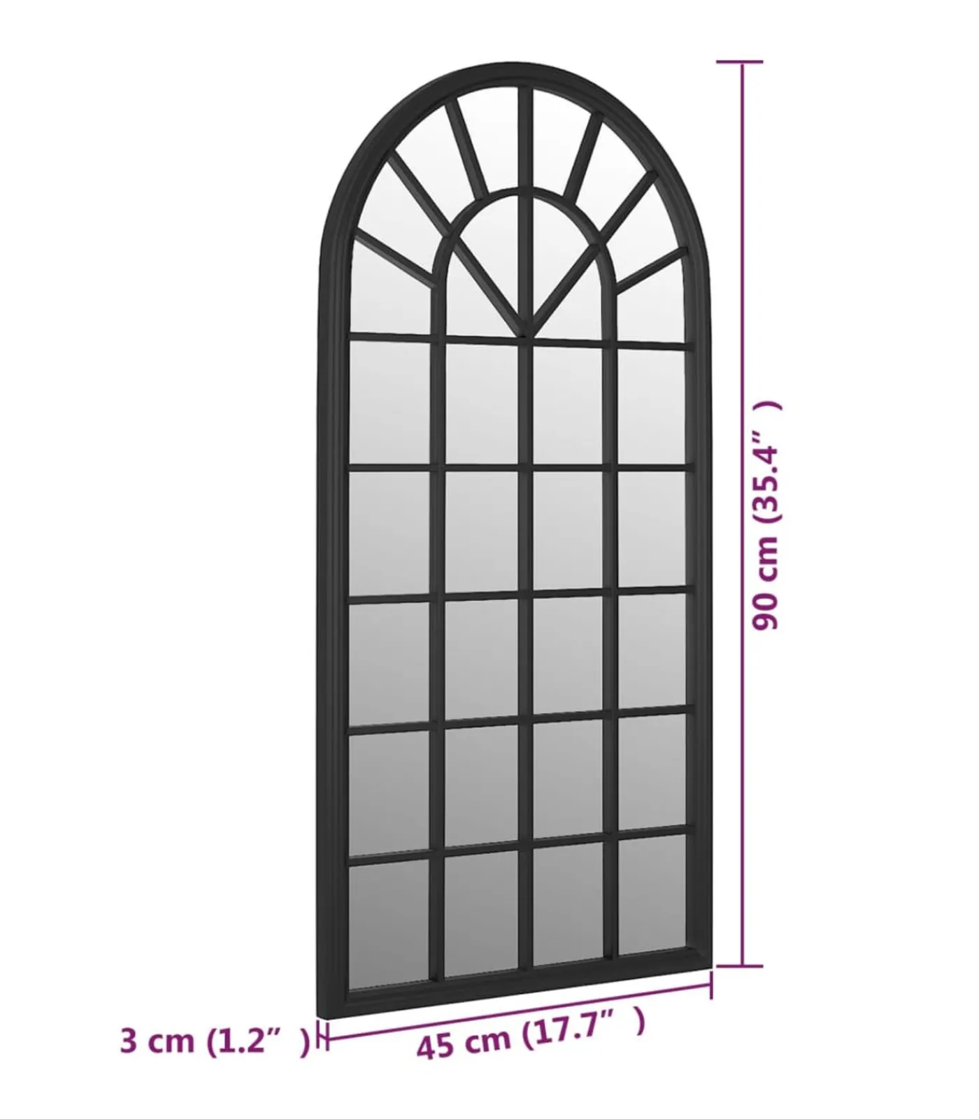 Hot Spiegel 90x45 cm ijzer zwart Spiegels