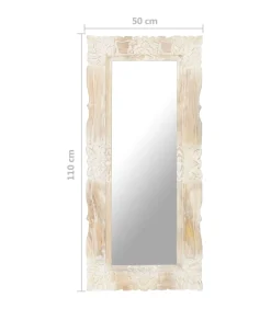 vidaXL Spiegel 110x50 cm massief mangohout wit