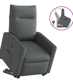 vidaXL Sta-op-stoel verstelbaar stof donkergrijs