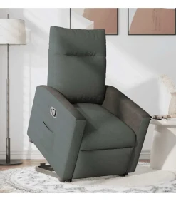 vidaXL Sta-op-stoel verstelbaar stof donkergrijs