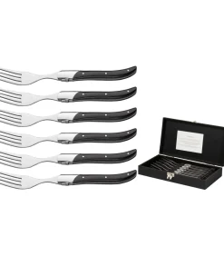 New Steakvorken Laguiole - Zwart - 6 Stuks Bestek