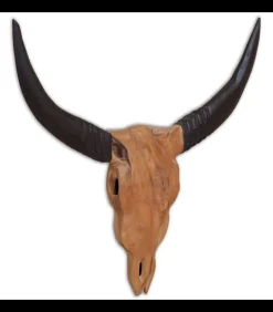 New Stierenbeeld wandgemonteerd 69x6x60 cm teakhout Decoratie