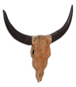 New Stierenbeeld wandgemonteerd 69x6x60 cm teakhout Decoratie