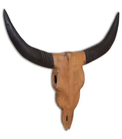 New Stierenbeeld wandgemonteerd 69x6x60 cm teakhout Decoratie