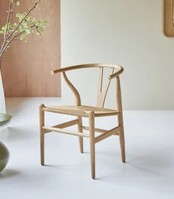 Online Stoel van licht massief teakhout met vlechtwerk Blaise Stoelen