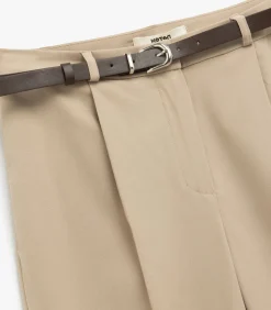 Heren Koton Stofbroek Ceintuur Zakdetail