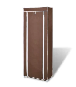 vidaXL Stoffen schoenenrek met hoes 162 x 57 x 29 cm bruin