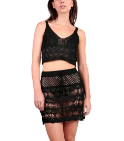 DAMES ADMAS Strand gehaakte top en slip rokje Total Look