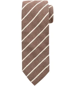 Heren Suitable Stropdas Linnen Streep Bruin