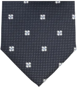 Heren Suitable Stropdas Zijde Bloem Navy